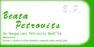 beata petrovits business card